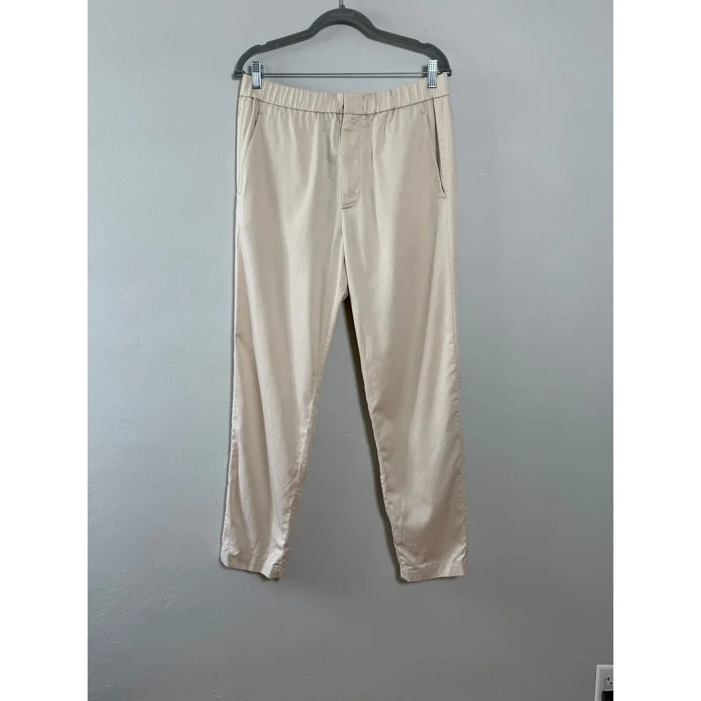 COS Trouser Pants Mens 34R Beige Elastic Waist Twill Casual Minimalist Modern